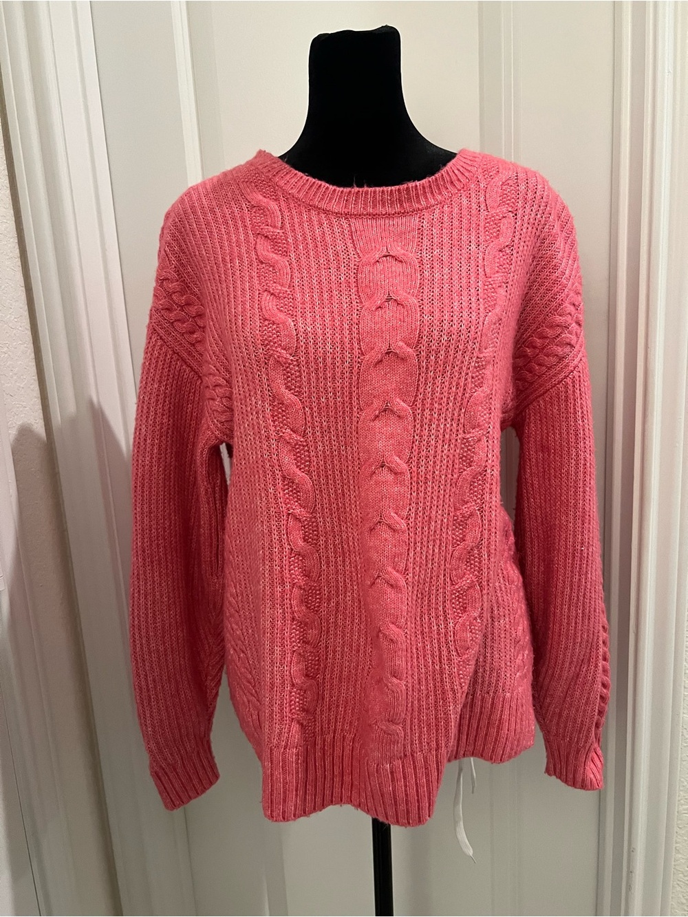 Cabi Pink Cable Knit Crewneck Sweater Women’s Size S